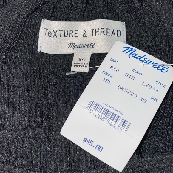 NEW Madewell Texture & Thread Short Sleeve Black Crop Peasant Top Size XS NWT - Picture 6 of 8